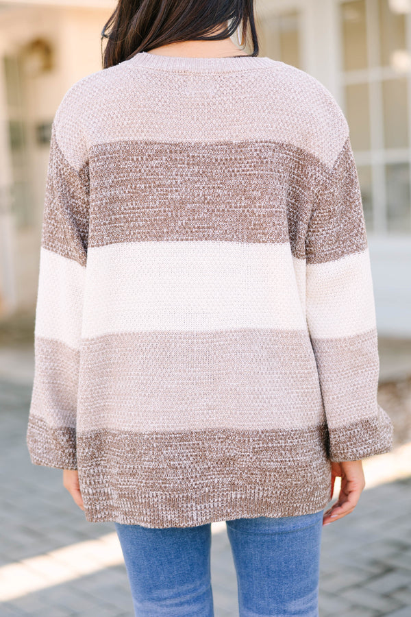 Ease Your Mind Mocha Brown Colorblock Sweater