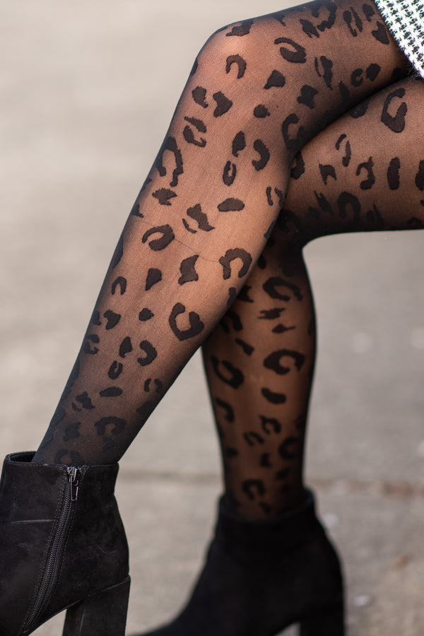 Commando: Leopard Print Black Sheer Tights - Designer Tights – Shop the Mint