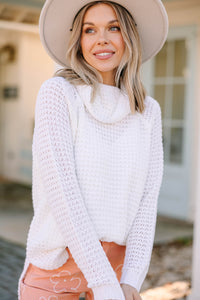 In Your Glow Ivory White Waffle Sweater