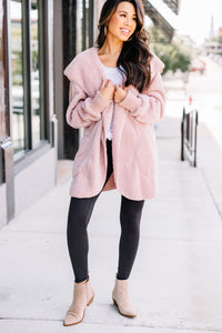 All About The Glam Mauve Pink Faux Fur Jacket