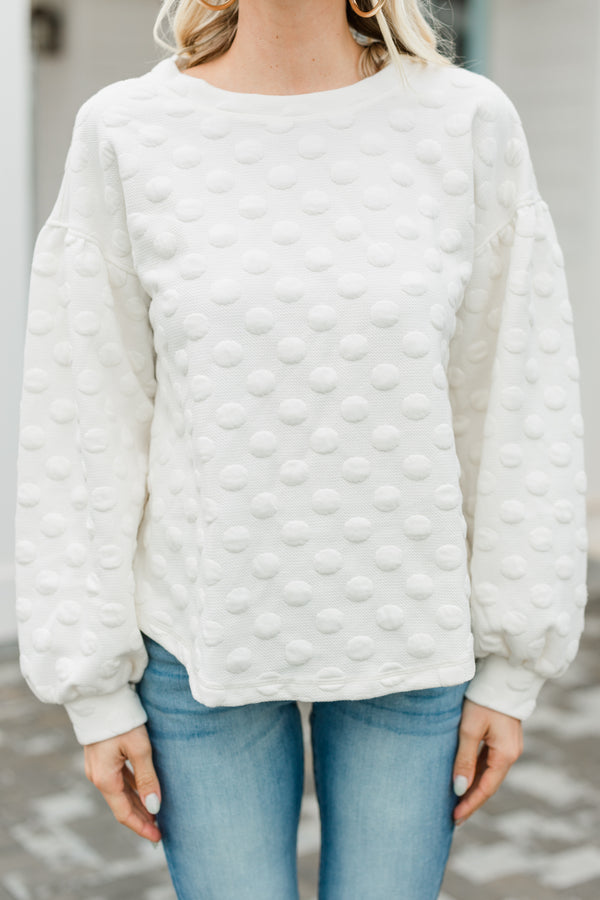 puffy textured polka dot sweater
