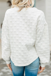 puffy textured polka dot sweater
