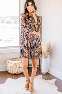 watercolor floral navy dress