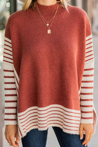 It's Tradition Marsala Orange Striped Sweater