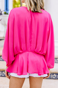 fuchsia pink blouse