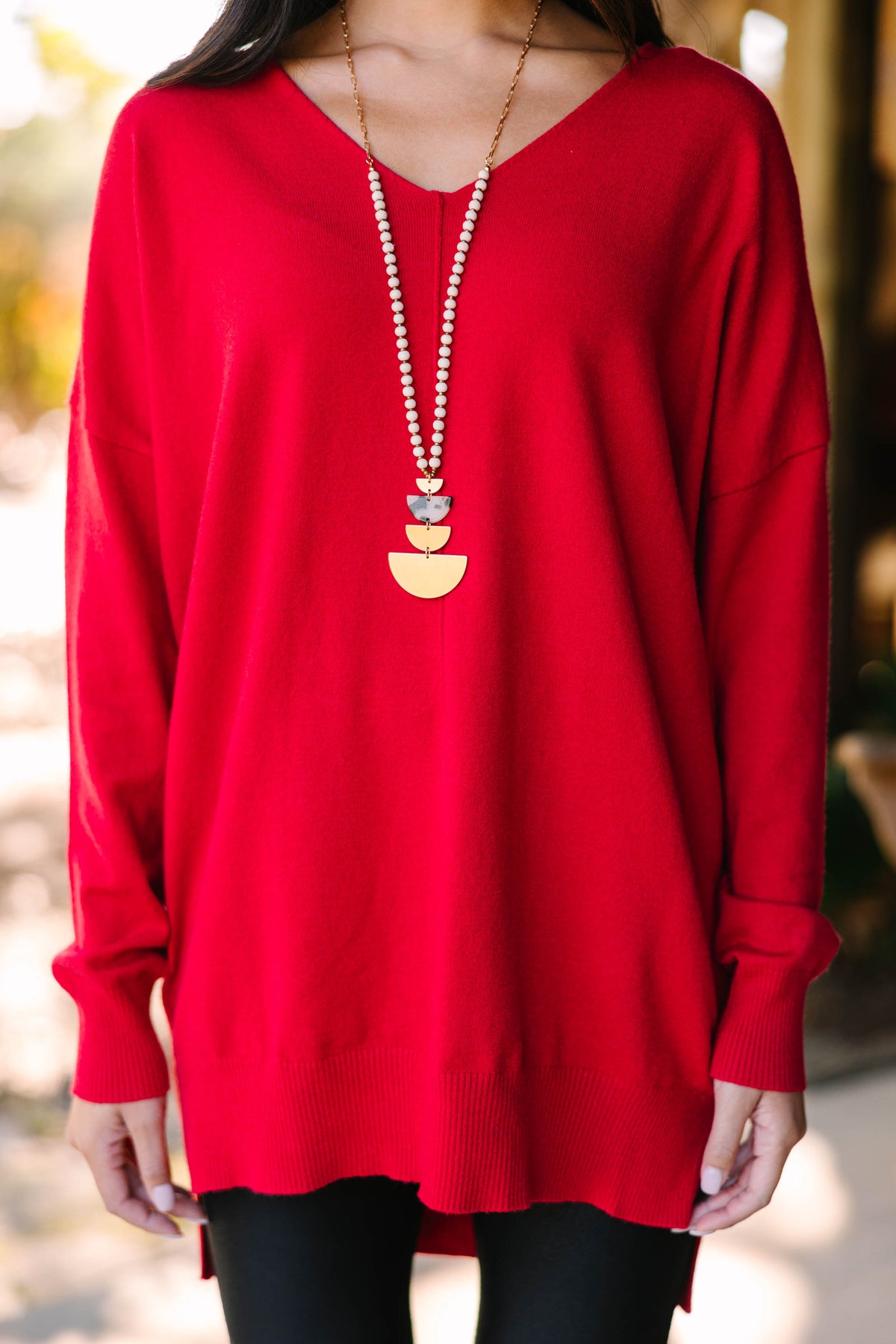 Classic Bright Red Sweater - Cute Women