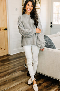 Ins and Outs of Love Gray Chunky Knit Sweater