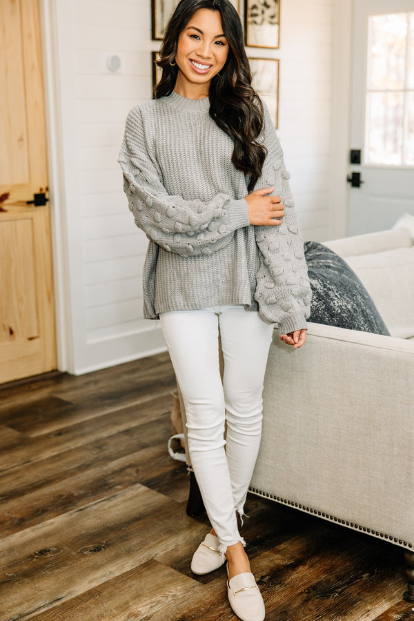 Ins and Outs of Love Gray Chunky Knit Sweater