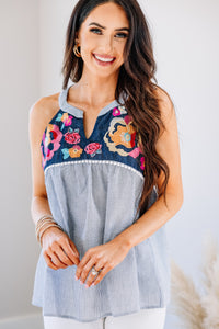 floral embroidered tank