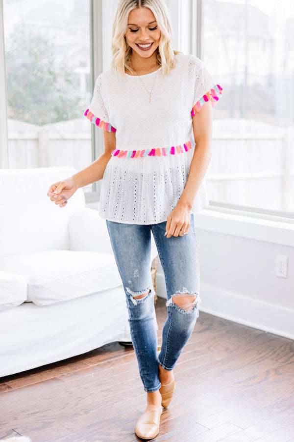 eyelet tassel top