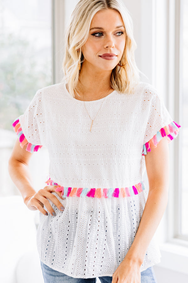 eyelet tassel top