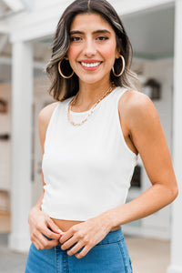 white ribbed crop tank