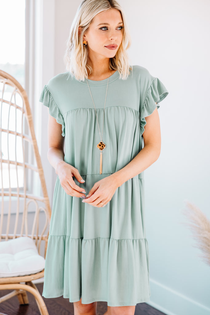 Cute Seafoam Green Tiered Dress - Babydoll Dresses – Shop the Mint