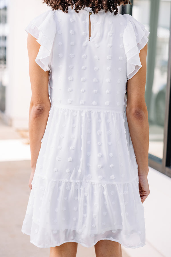 Swiss dot white dress