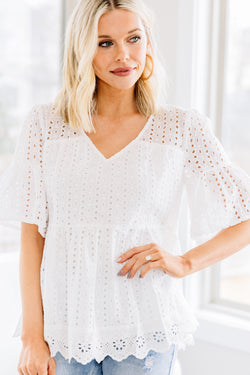 Sweet White Eyelet Babydoll Top - Light Spring Top – Shop The Mint