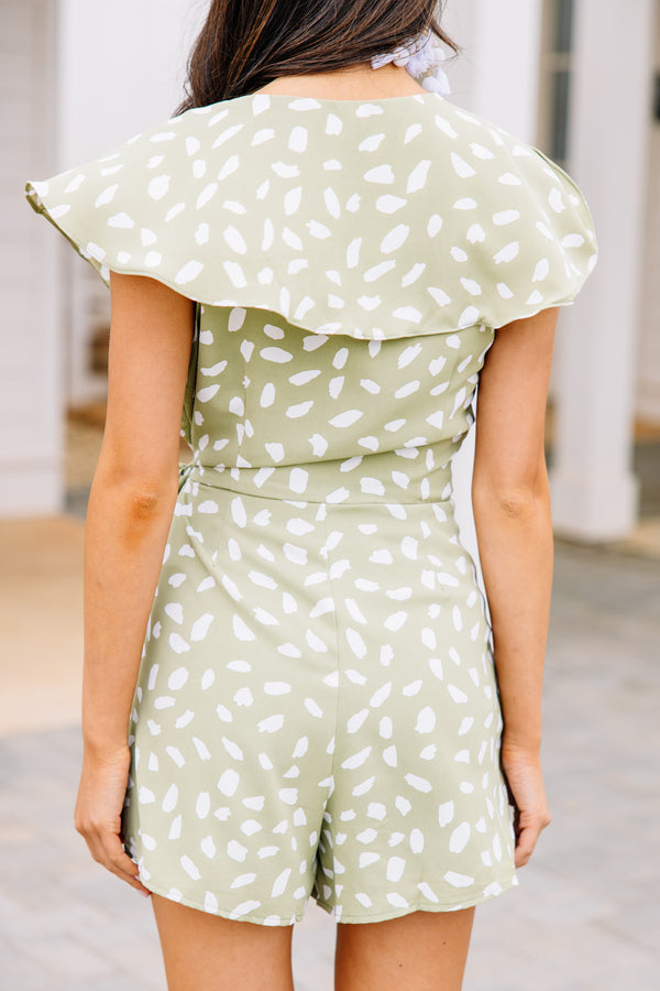 Just Go With It Green Tea Spotted Romper
