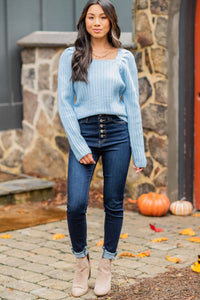 All For You Baby Blue Ribbed Sweater