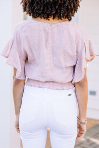 spotted smocked top