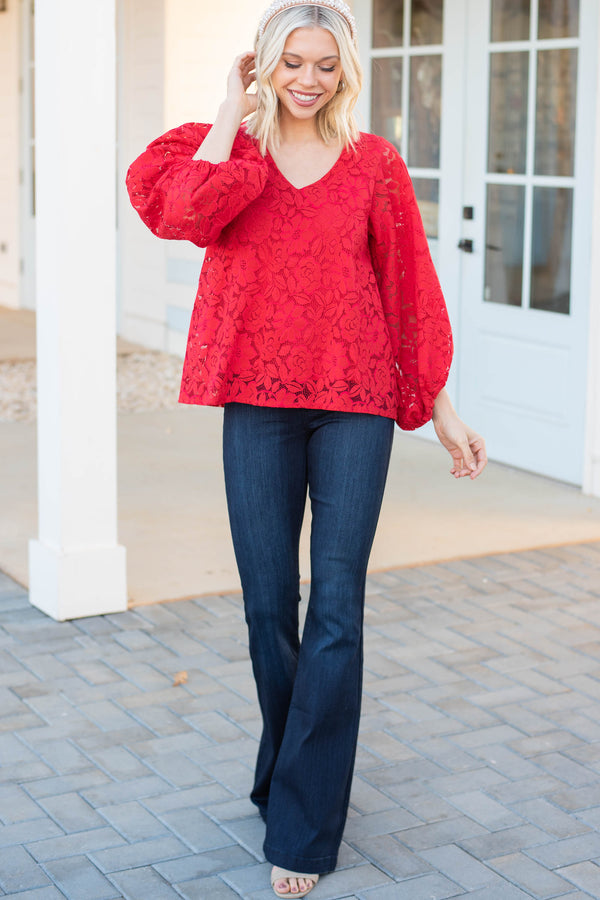 lace bubble sleeve blouse