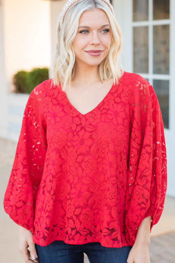 lace bubble sleeve blouse