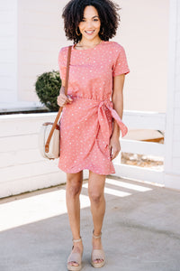 polka dot faux wrap dress