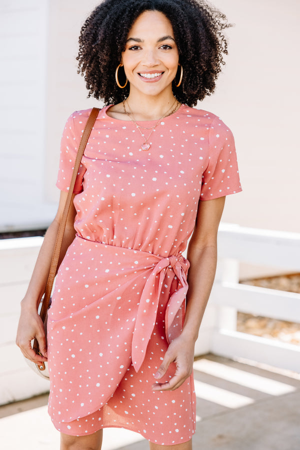 Coral polka dot dress best sale