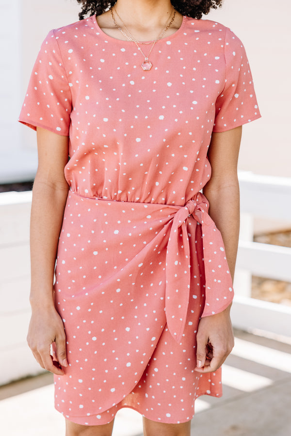 polka dot faux wrap dress