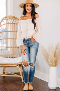Let Me Love You Ivory White Ruffled Top