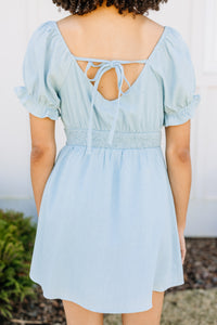 blue flattering mini dress