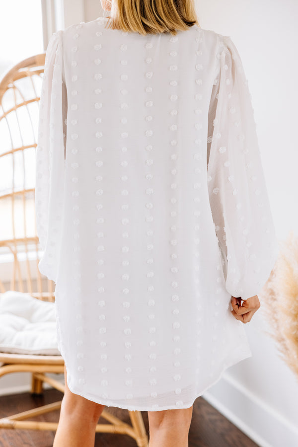 Good To Know Off White Swiss Dot Shift Dress