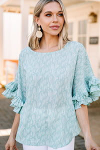 It's Your Moment Mint Green Ruffled Blouse