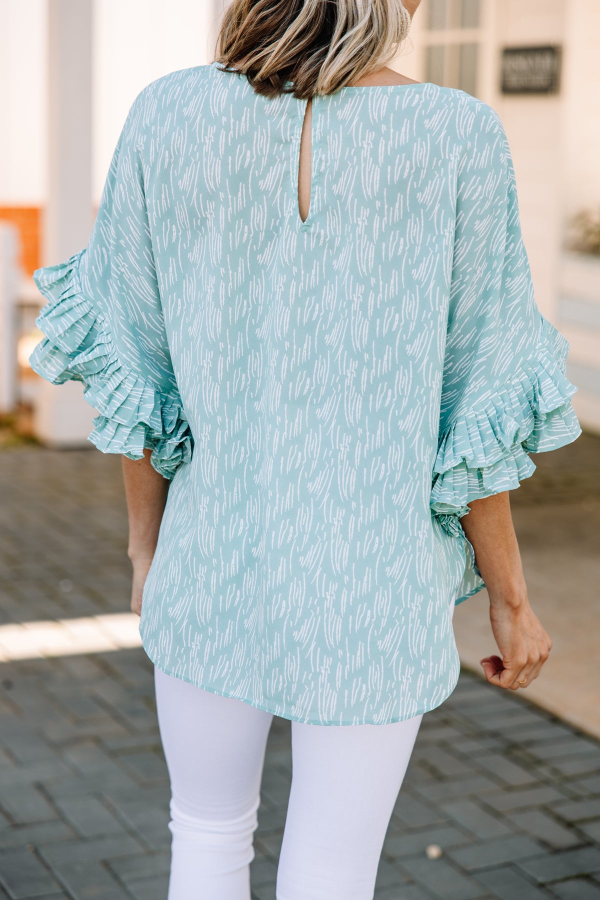 Chic Mint Green Ruffled Blouse Feminine Tops Shop the Mint