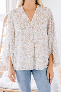 neutral leopard blouse