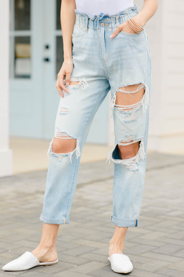 paperbag distressed jeans