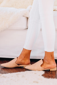 Tell Me About It Nude Studded Flat Mules