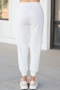 solid white lounge joggers