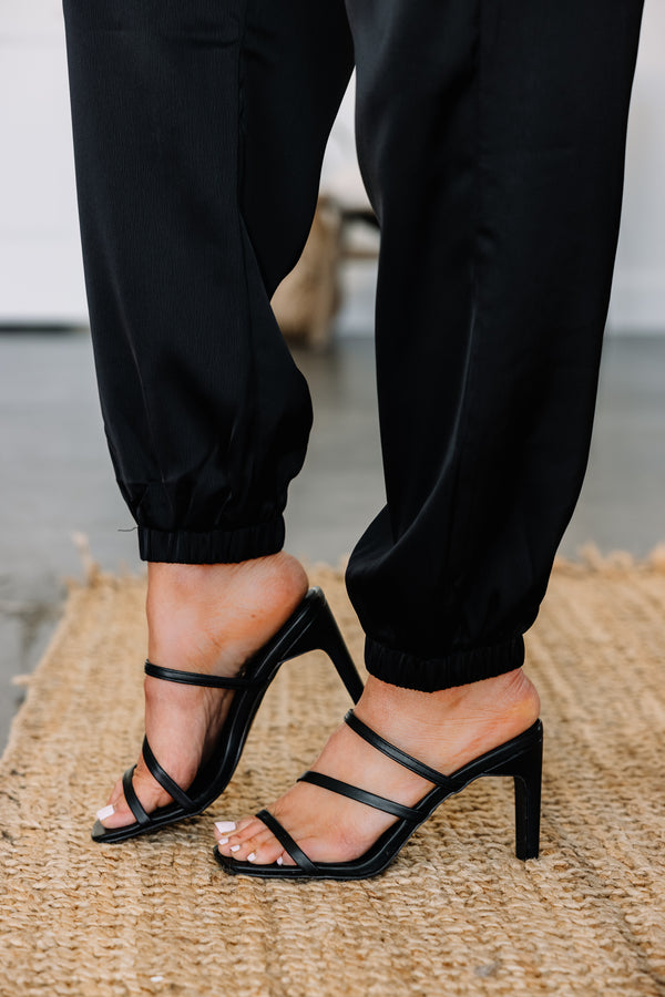 It's Your Move Black Strappy Heels