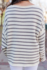 striped wide sleeve sweater