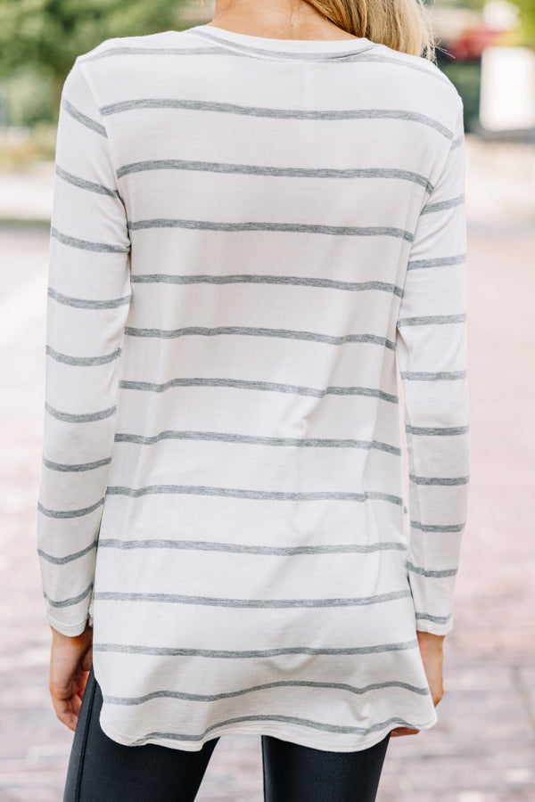 gray striped tunic