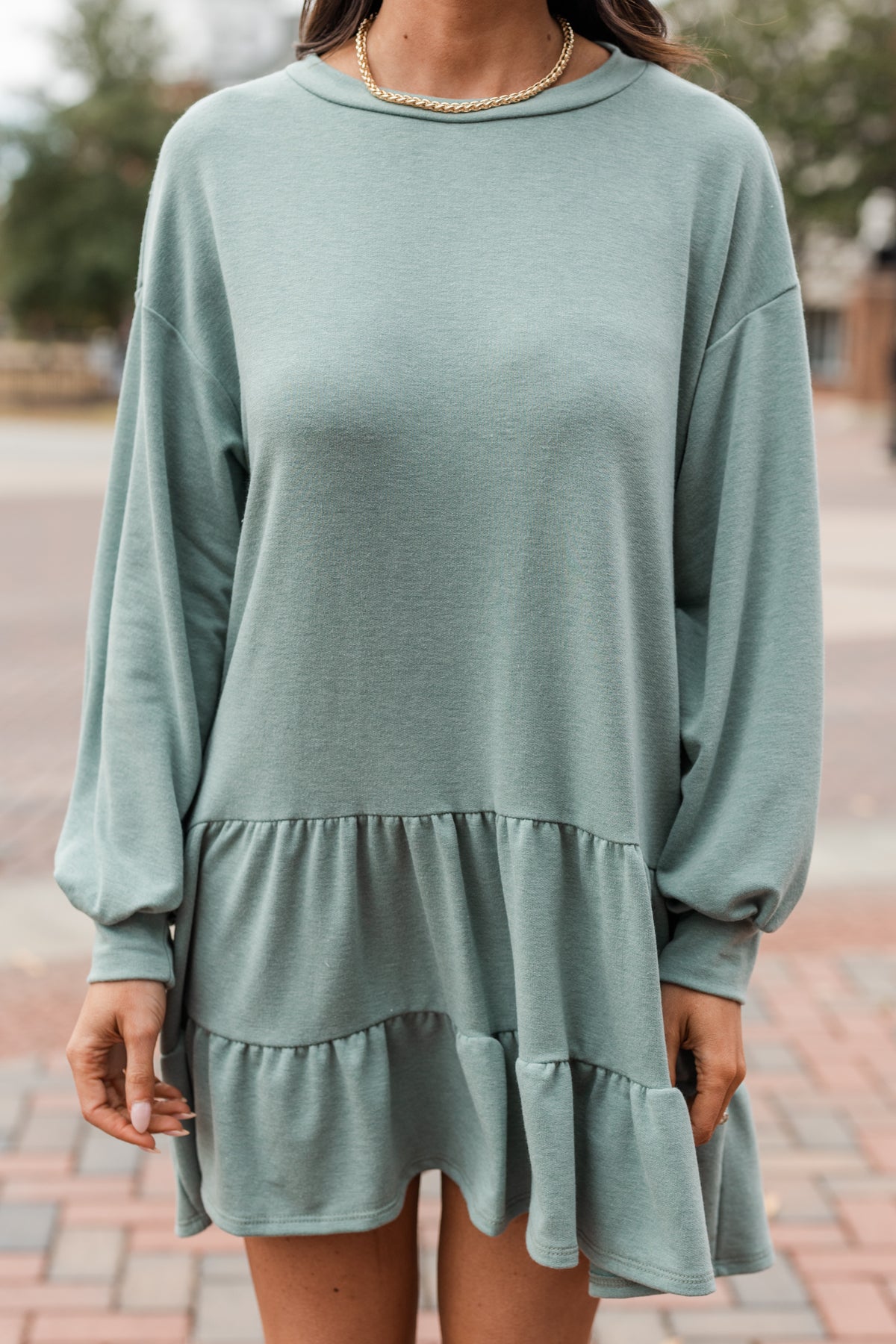 Comfy Sage Green Tiered Dress Causal Women's Dresses Shop the Mint