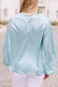 Put On A Show Sage Green Satin Leopard Blouse