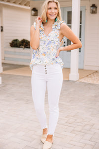 floral ruffled tank