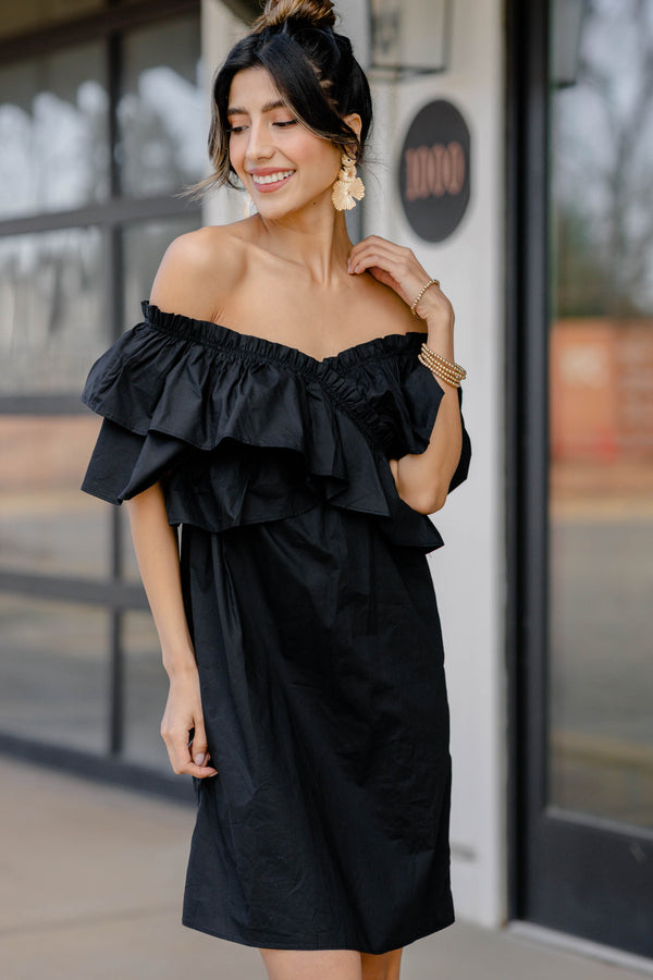 ruffled off shoulder dress