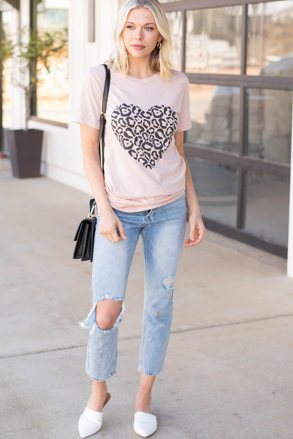 leopard print heart graphic tee