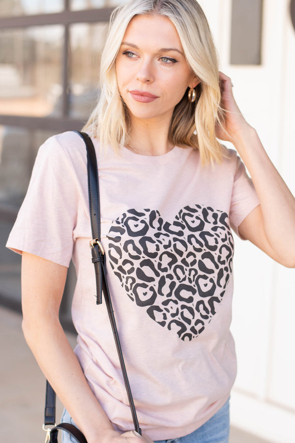 leopard print heart graphic tee