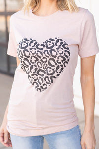 leopard print heart graphic tee