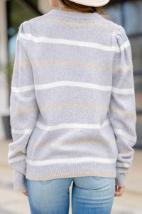 puff sleeve striped sweater