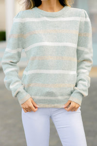 puff sleeve striped sweater