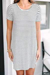 Listen To Me White Striped T-shirt Dress