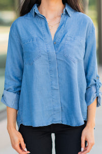 chambray button down top